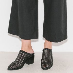 Intentionally Blank CAPS basket black mule heels